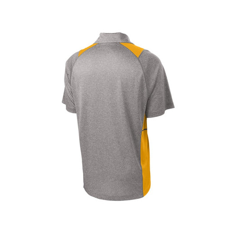 NEW INSIGNIA - Sport-Tek® Heather Colorblock Contender™ Polo - Vintage Heather/ Gold