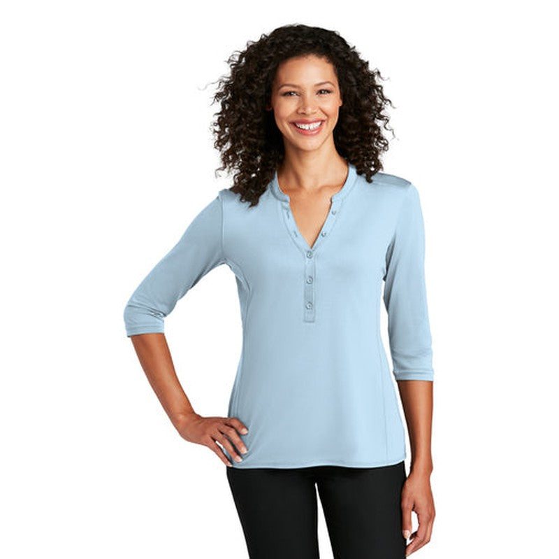 NEW INSIGNIA - Port Authority ® Ladies UV Choice Pique Henley - Cloud Blue