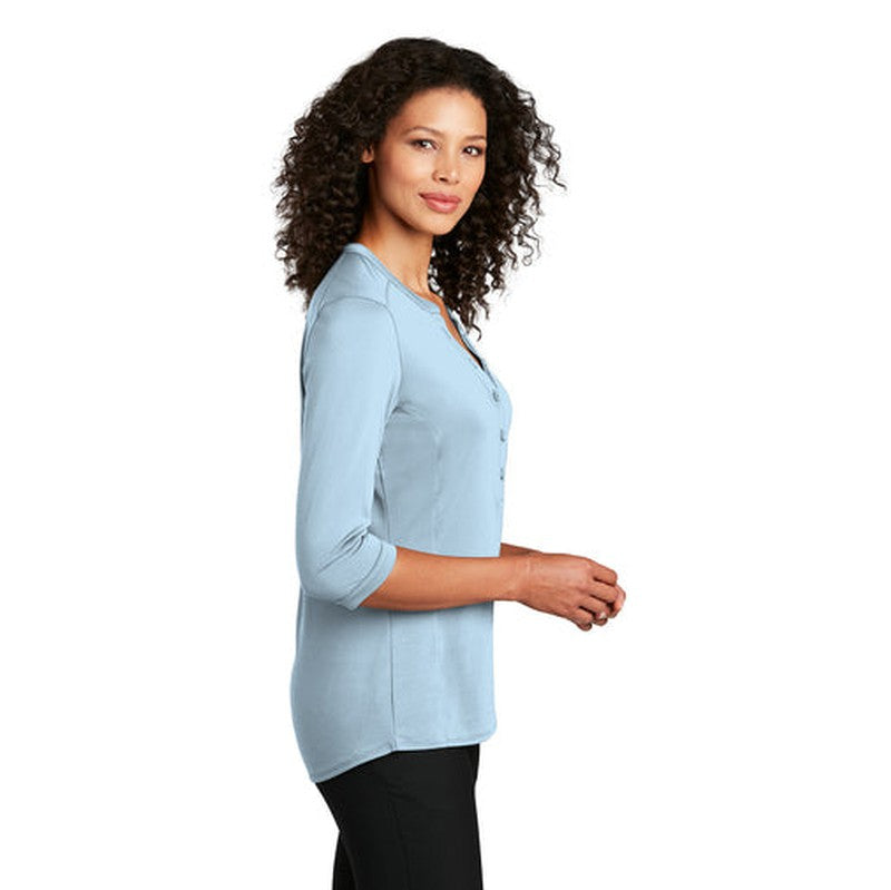 NEW INSIGNIA - Port Authority ® Ladies UV Choice Pique Henley - Cloud Blue