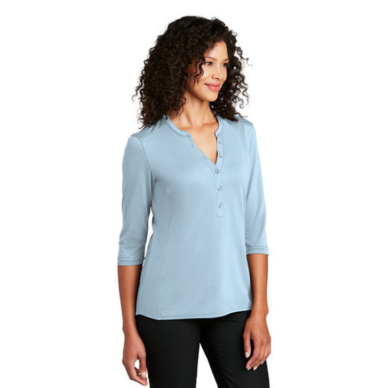 NEW INSIGNIA - Port Authority ® Ladies UV Choice Pique Henley - Cloud Blue