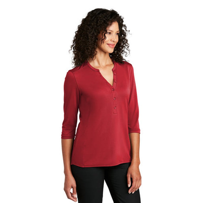 NEW INSIGNIA - Port Authority ® Ladies UV Choice Pique Henley - Rich Red