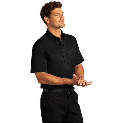 NEW INSIGNIA - MEN'S Short Sleeve SuperPro™ React™Twill Shirt - Black