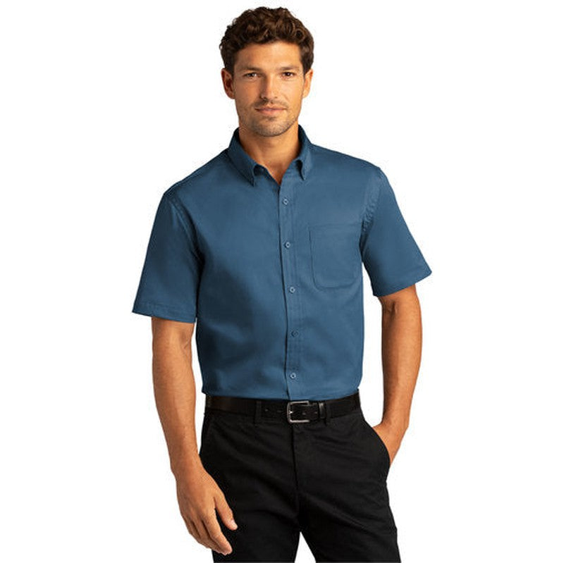 NEW INSIGNIA MEN'S - Port Authority® Short Sleeve SuperPro React™Twill Shirt - Regatta Blue