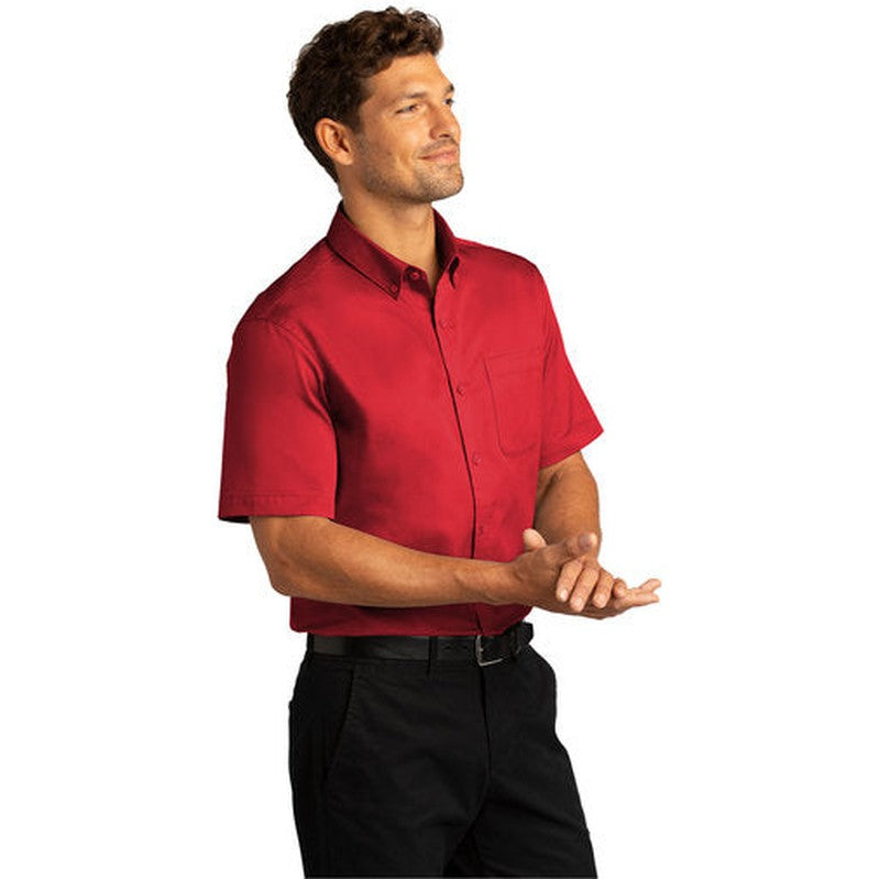 NEW INSIGNIA MEN'S - Port Authority® Short Sleeve SuperPro React™Twill Shirt - Red