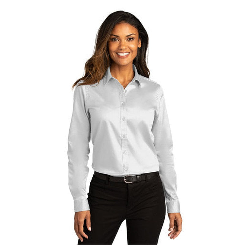 NEW INSIGNIA - Port Authority® Ladies Long Sleeve SuperPro React ™ - White