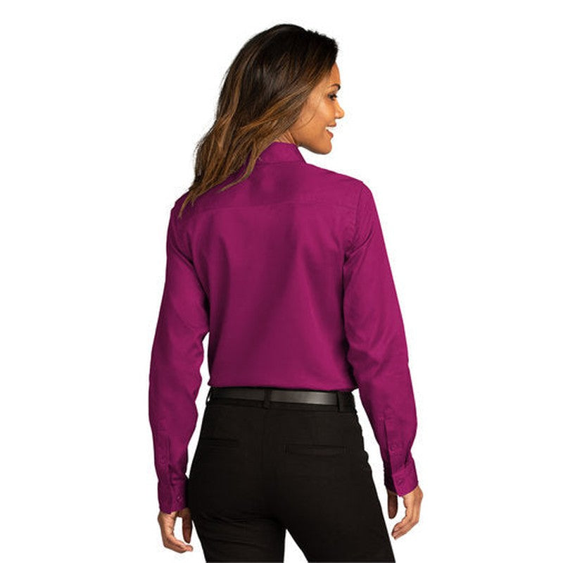 NEW INSIGNIA - Port Authority® Ladies Long Sleeve SuperPro React ™ - Wild Berry