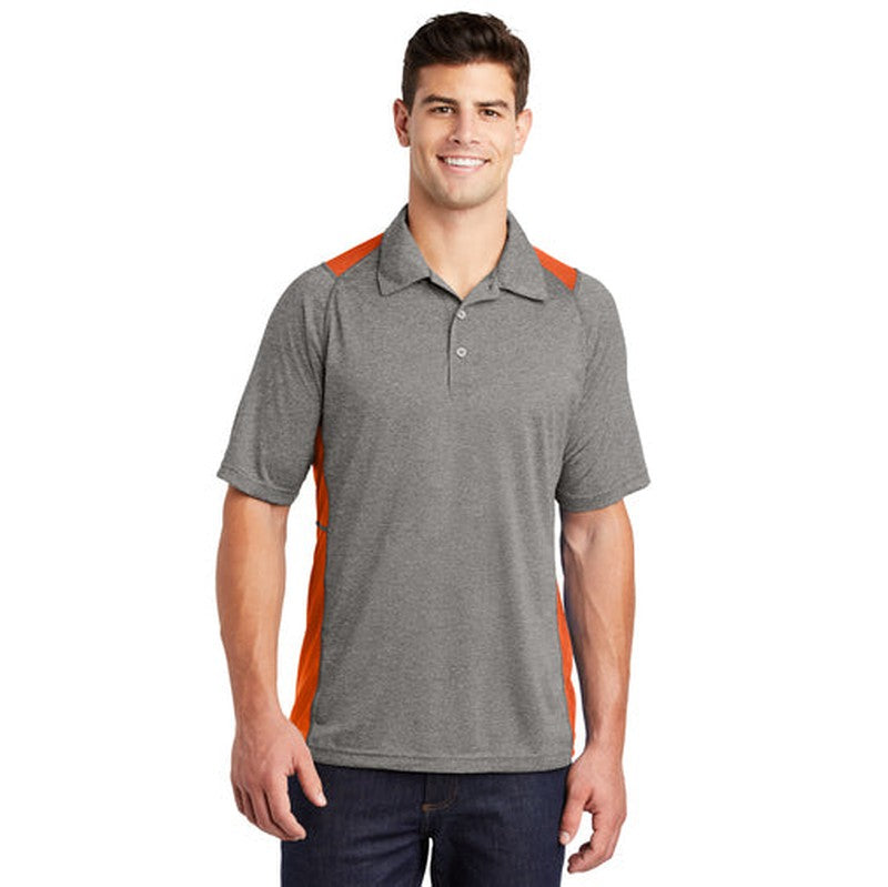 NEW INSIGNIA MEN'S - Sport-Tek® Heather Colorblock Contender™ Polo - Vintage Heather/Deep Orange