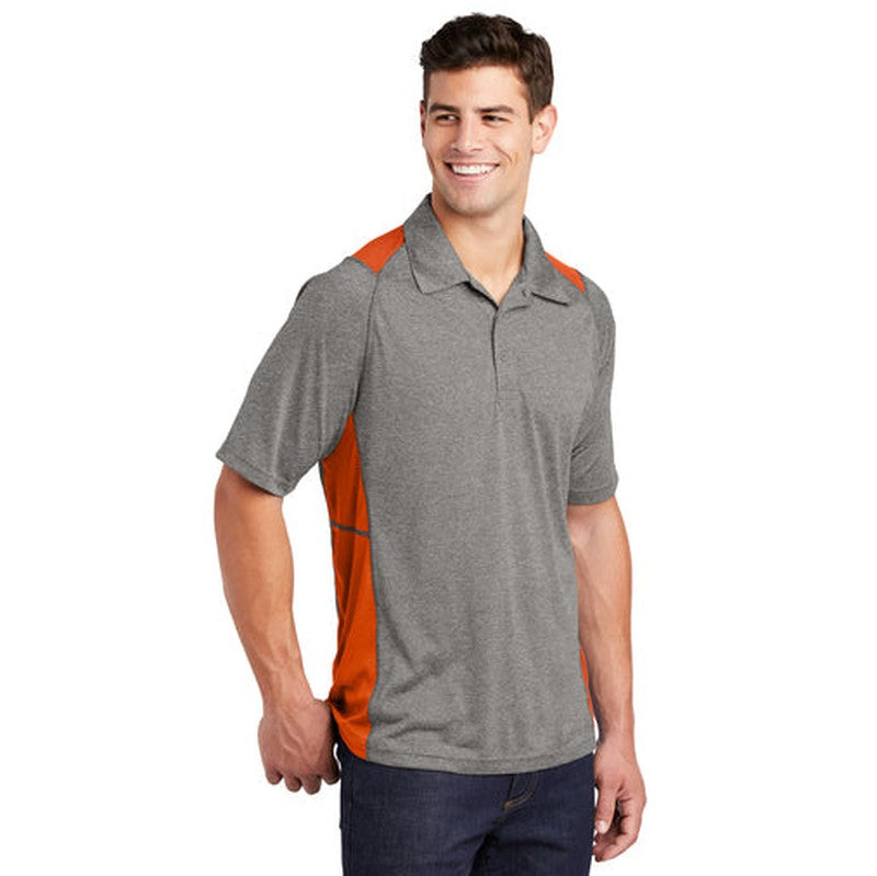 NEW INSIGNIA MEN'S - Sport-Tek® Heather Colorblock Contender™ Polo - Vintage Heather/Deep Orange