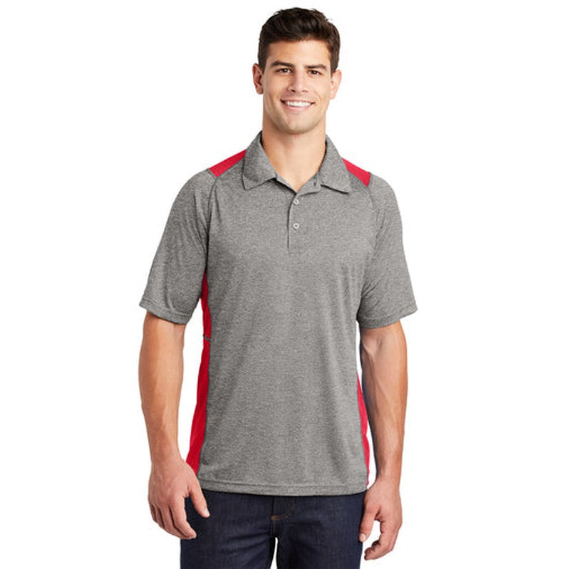 NEW INSIGNIA MEN'S - Sport-Tek® Heather Colorblock Contender™ Polo - Vintage Heather/True Red