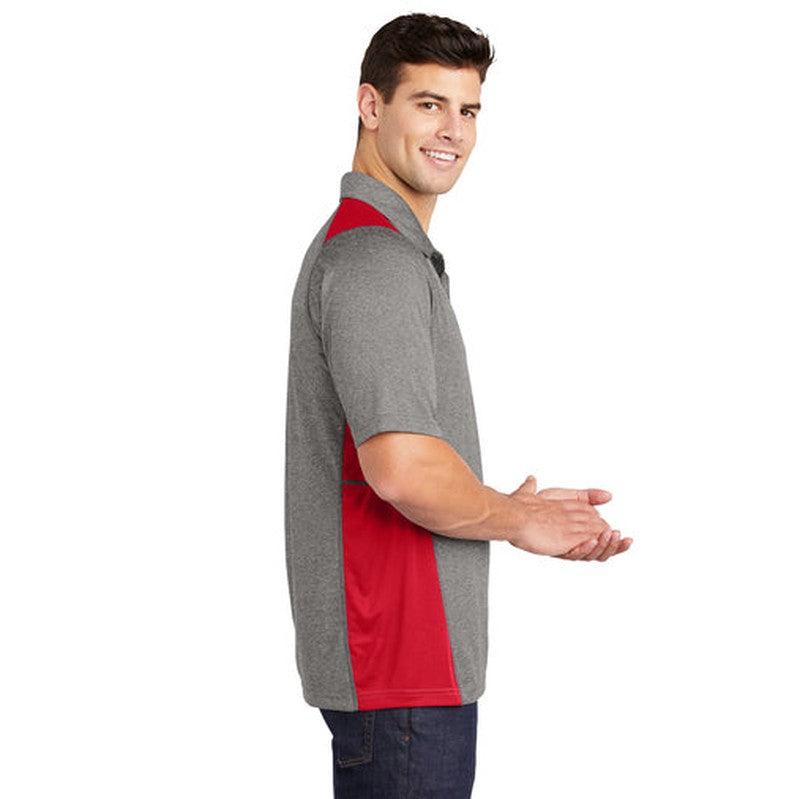 NEW INSIGNIA MEN'S - Sport-Tek® Heather Colorblock Contender™ Polo - Vintage Heather/True Red