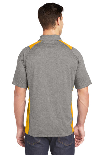 NEW INSIGNIA - Sport-Tek® Heather Colorblock Contender™ Polo - Vintage Heather/ Gold