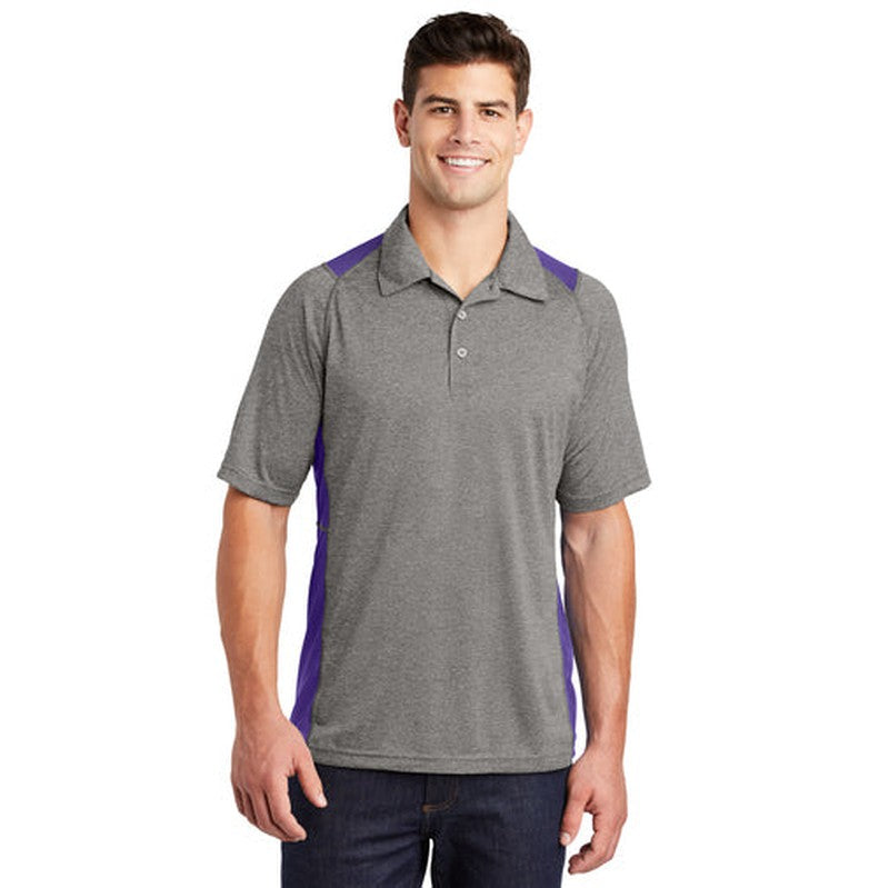 NEW INSIGNIA MEN'S - Sport-Tek® Heather Colorblock Contender™ Polo - Vintage Heather/ Purple