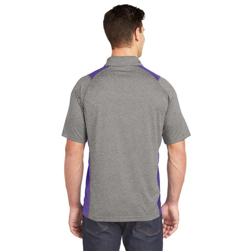 NEW INSIGNIA MEN'S - Sport-Tek® Heather Colorblock Contender™ Polo - Vintage Heather/ Purple