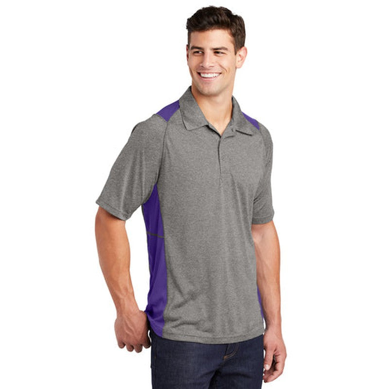 NEW INSIGNIA MEN'S - Sport-Tek® Heather Colorblock Contender™ Polo - Vintage Heather/ Purple