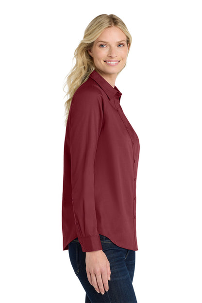 NEW INSIGNIA - Port Authority® Ladies Long Sleeve SuperPro React ™ - Burgundy