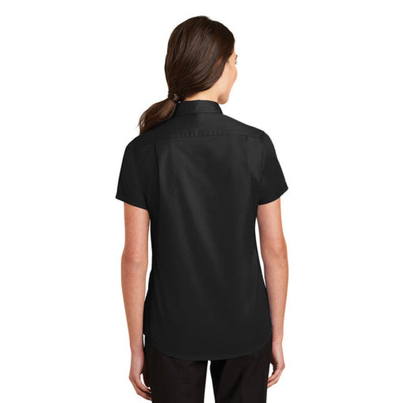 NEW INSIGNIA - Port Authority® Ladies Short Sleeve SuperPro™ Twill Shirt - Black