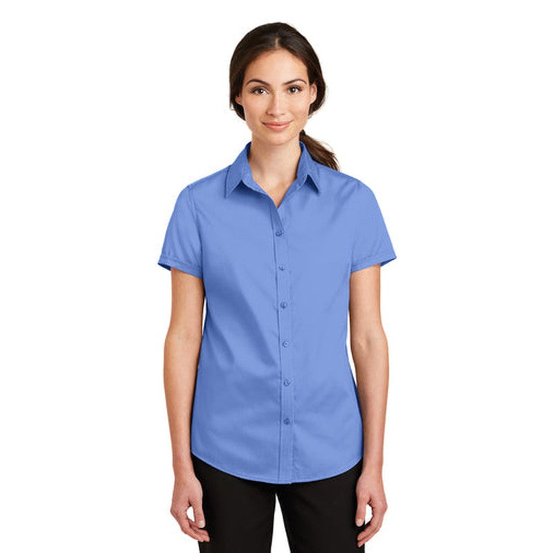 NEW INSIGNIA - Port Authority® Ladies Short Sleeve SuperPro™ Twill Shirt - Ultramarine Blue