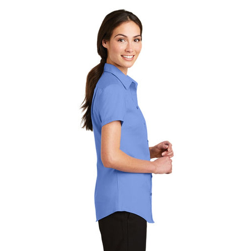 NEW INSIGNIA - Port Authority® Ladies Short Sleeve SuperPro™ Twill Shirt - Ultramarine Blue