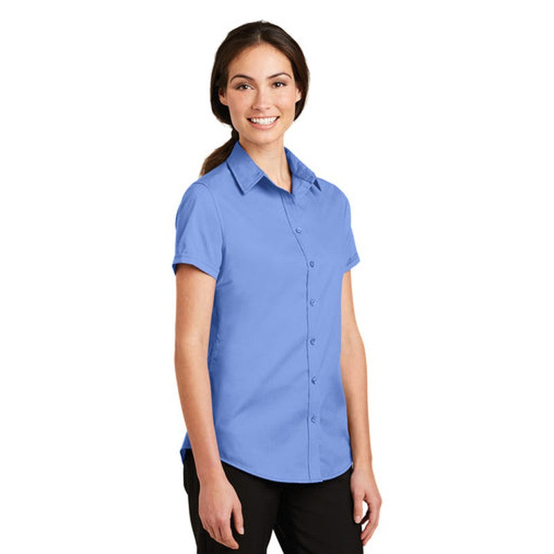 NEW INSIGNIA - Port Authority® Ladies Short Sleeve SuperPro™ Twill Shirt - Ultramarine Blue