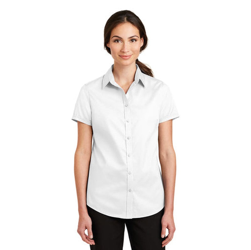 NEW INSIGNIA - Port Authority® Ladies Short Sleeve SuperPro™ Twill Shirt - White