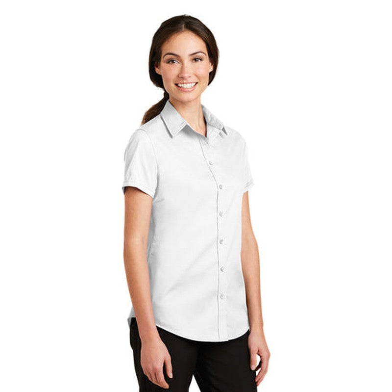 NEW INSIGNIA - Port Authority® Ladies Short Sleeve SuperPro™ Twill Shirt - White