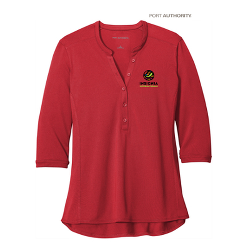 NEW INSIGNIA - Port Authority ® Ladies UV Choice Pique Henley - Rich Red