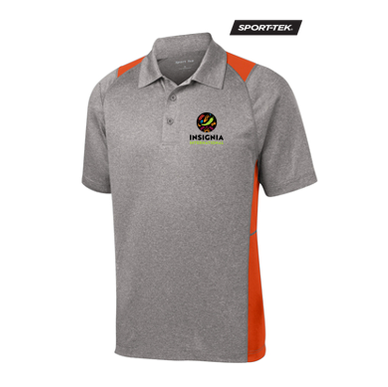 NEW INSIGNIA MEN'S - Sport-Tek® Heather Colorblock Contender™ Polo - Vintage Heather/Deep Orange