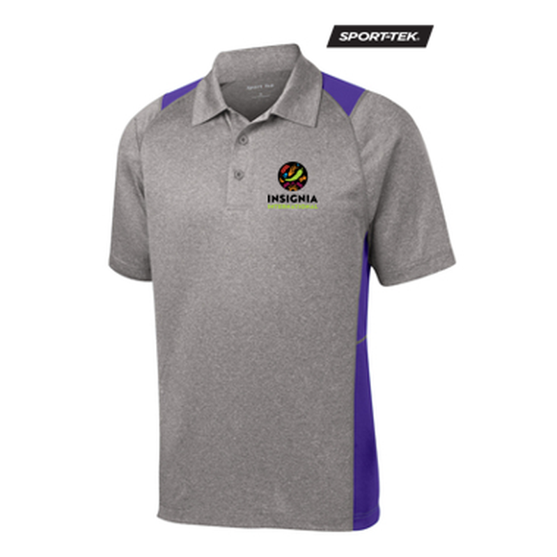 NEW INSIGNIA MEN'S - Sport-Tek® Heather Colorblock Contender™ Polo - Vintage Heather/ Purple