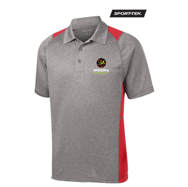 NEW INSIGNIA MEN'S - Sport-Tek® Heather Colorblock Contender™ Polo - Vintage Heather/True Red